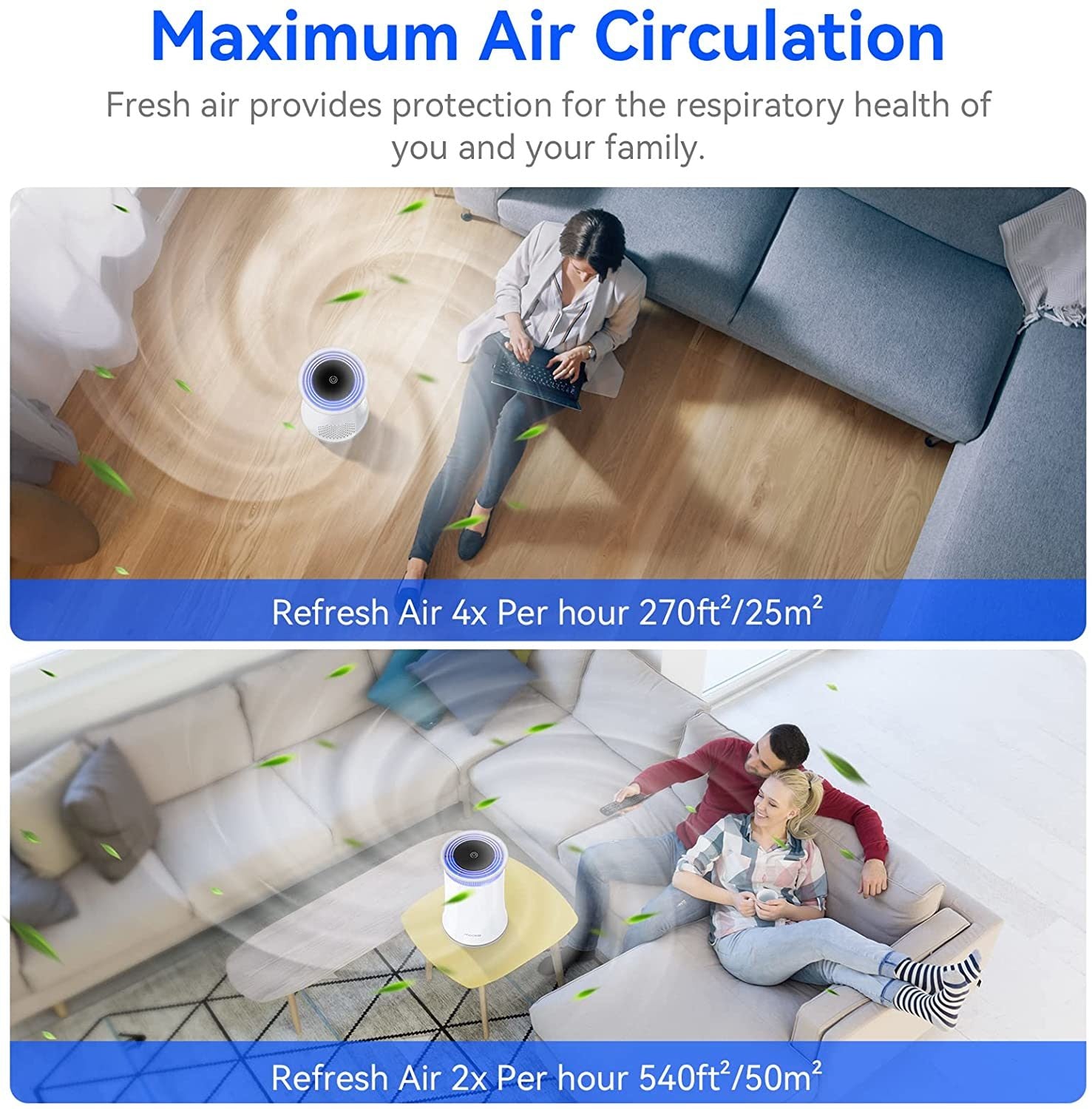 Mooka Air Purifier for Home True HEPA Air Cleaner 