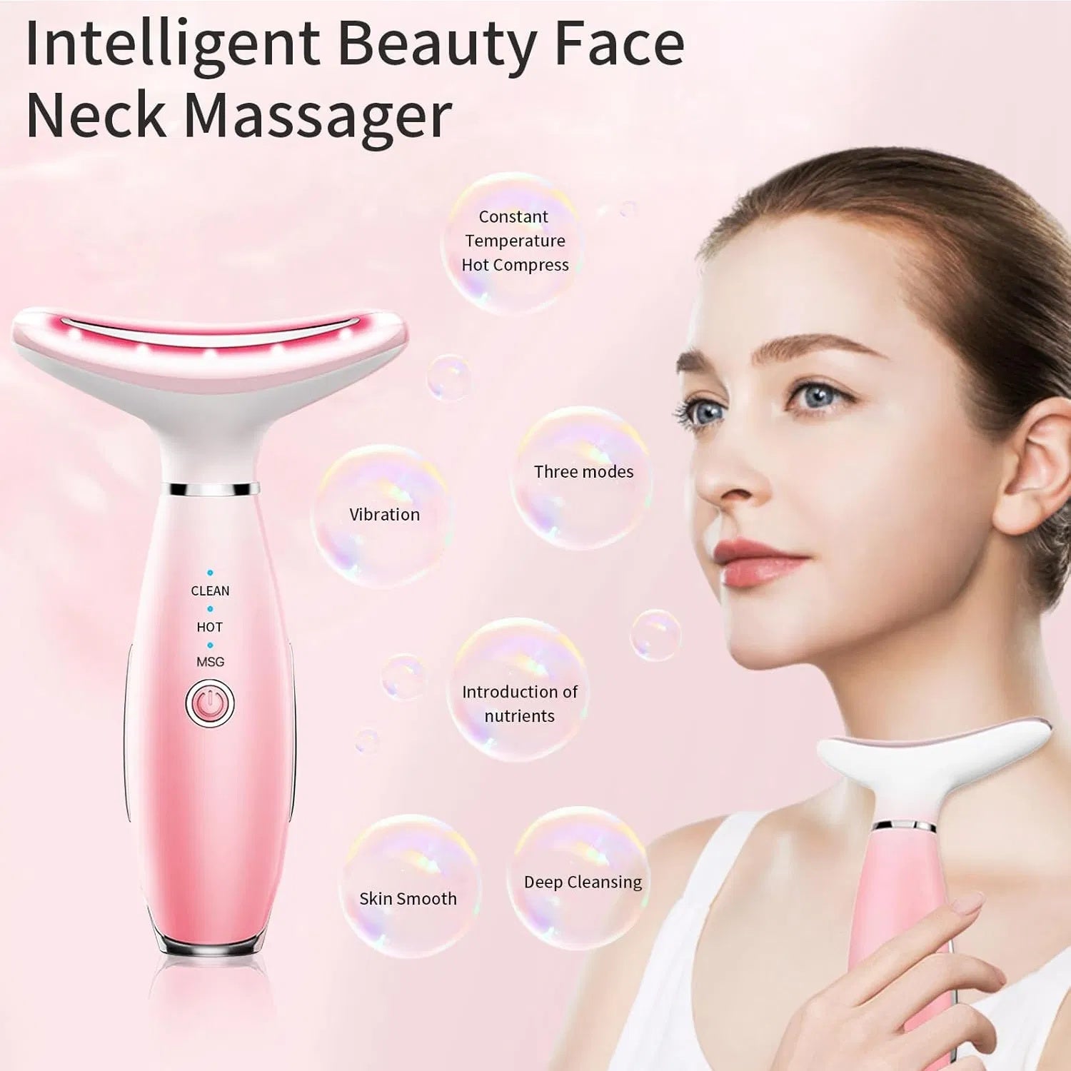 3-in-1 Facial and Neck Massager Tool, With Thermal Vibration