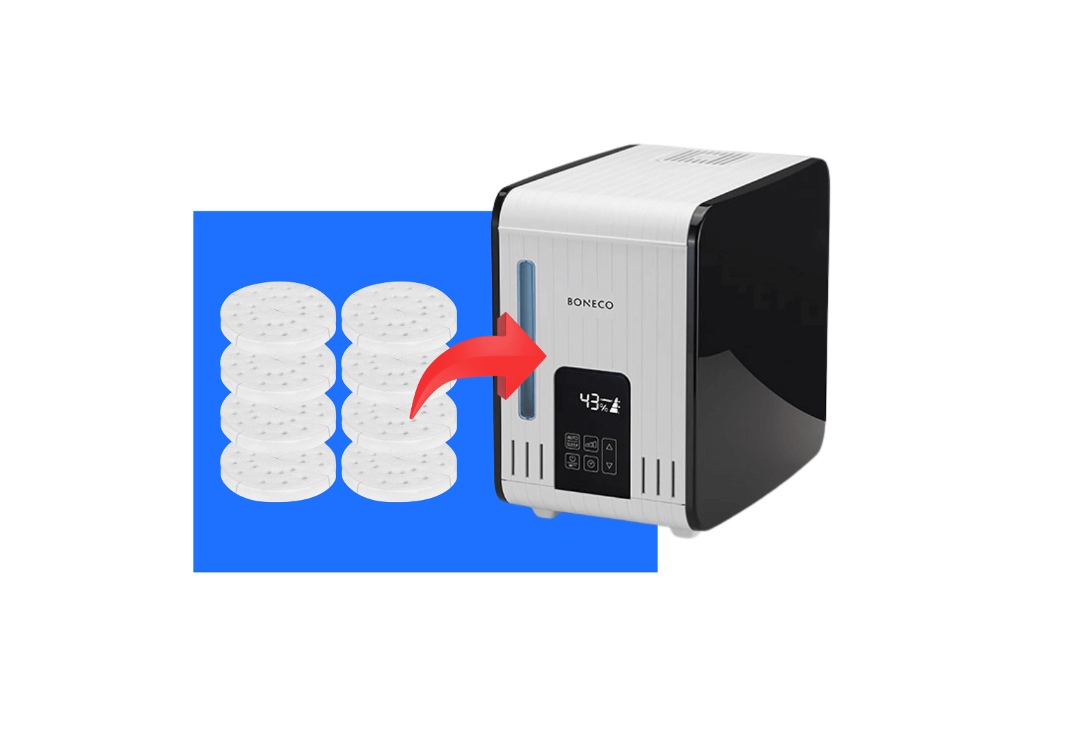 Boneco Steam Humidifier Compatible Anti-Mineral Pad 8 Pack for Models S200, S250 and S450
