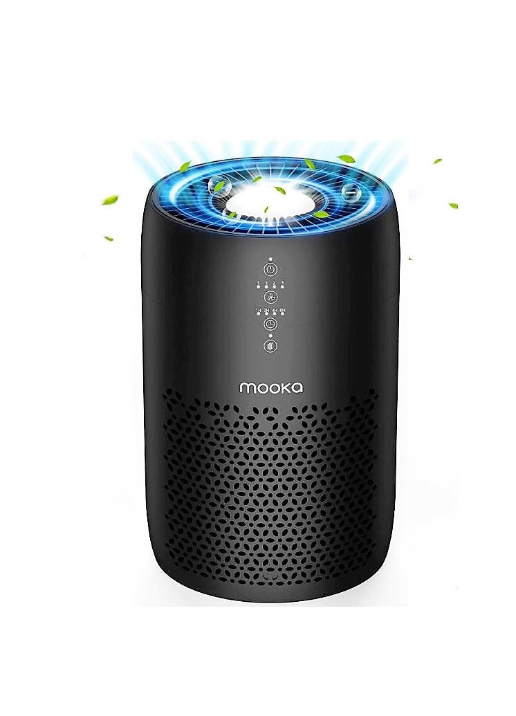 Mooka Air Purifier for Large Rooms up to 1200 Sq. Ft. HEPA Filter Air Cleaner,  Odor Eliminator Night Light,  Ozone-Free