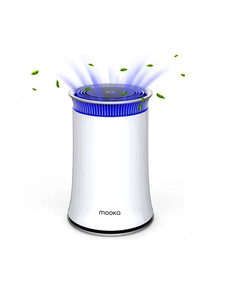 Mooka Air Purifier for Home True HEPA Air Cleaner With Activated Carbon Filter Up to 540 sq ft Optional Night Light Ozone-free