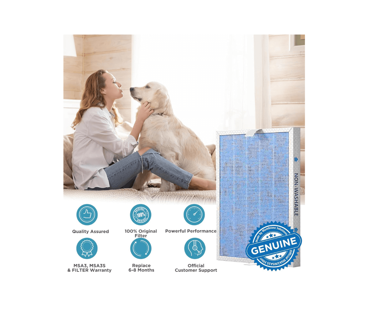 Membrane Solutions Model MSA3S Authentic Air Purifier True HEPA Replacement Filter