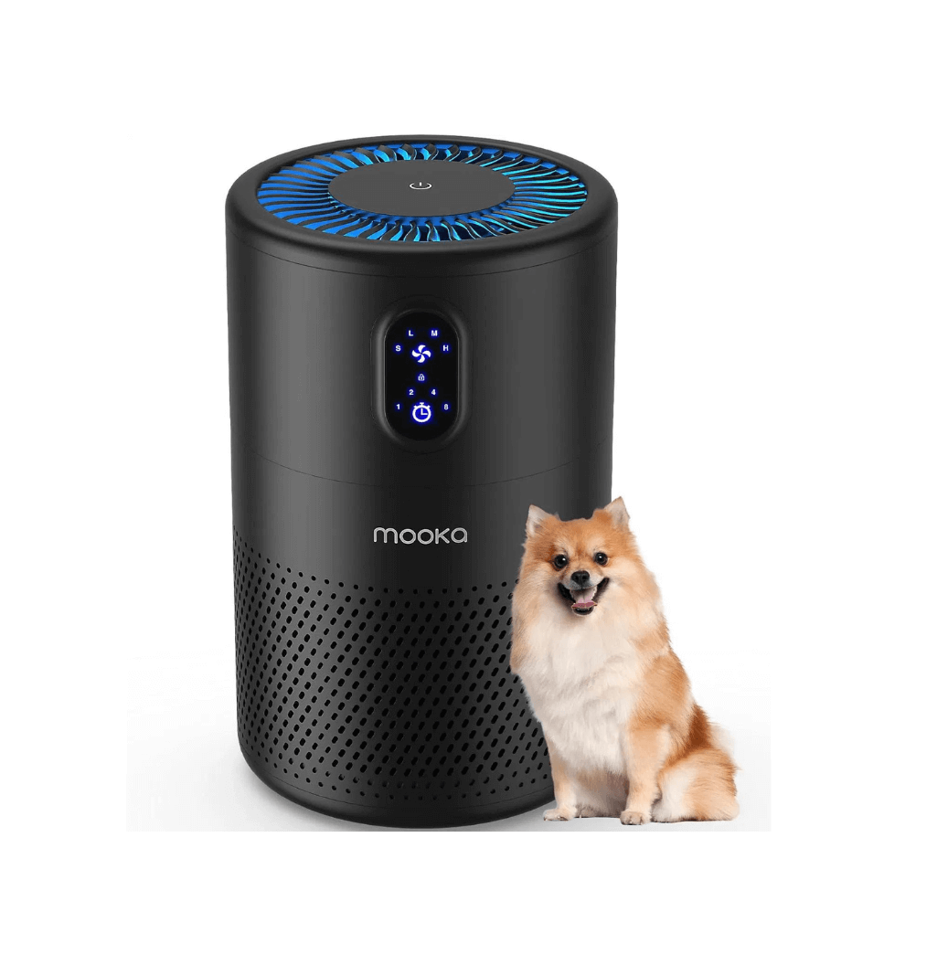 Mooka Air Purifier for Large Rooms up to 1076 Sq. Ft. HEPA Filter Air Cleaner,  Odor Eliminator Night Light,  Ozone-Free