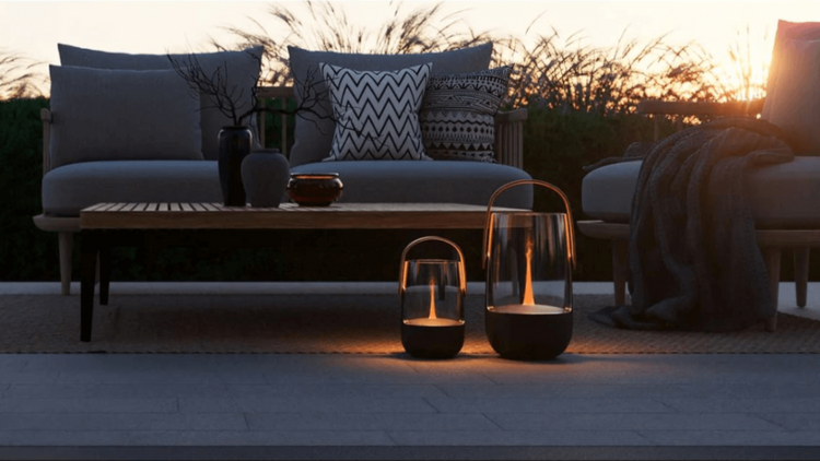 Sophie Indoor Outdoor Flame Effect Aroma Diffuser Bamboo Handle Lantern