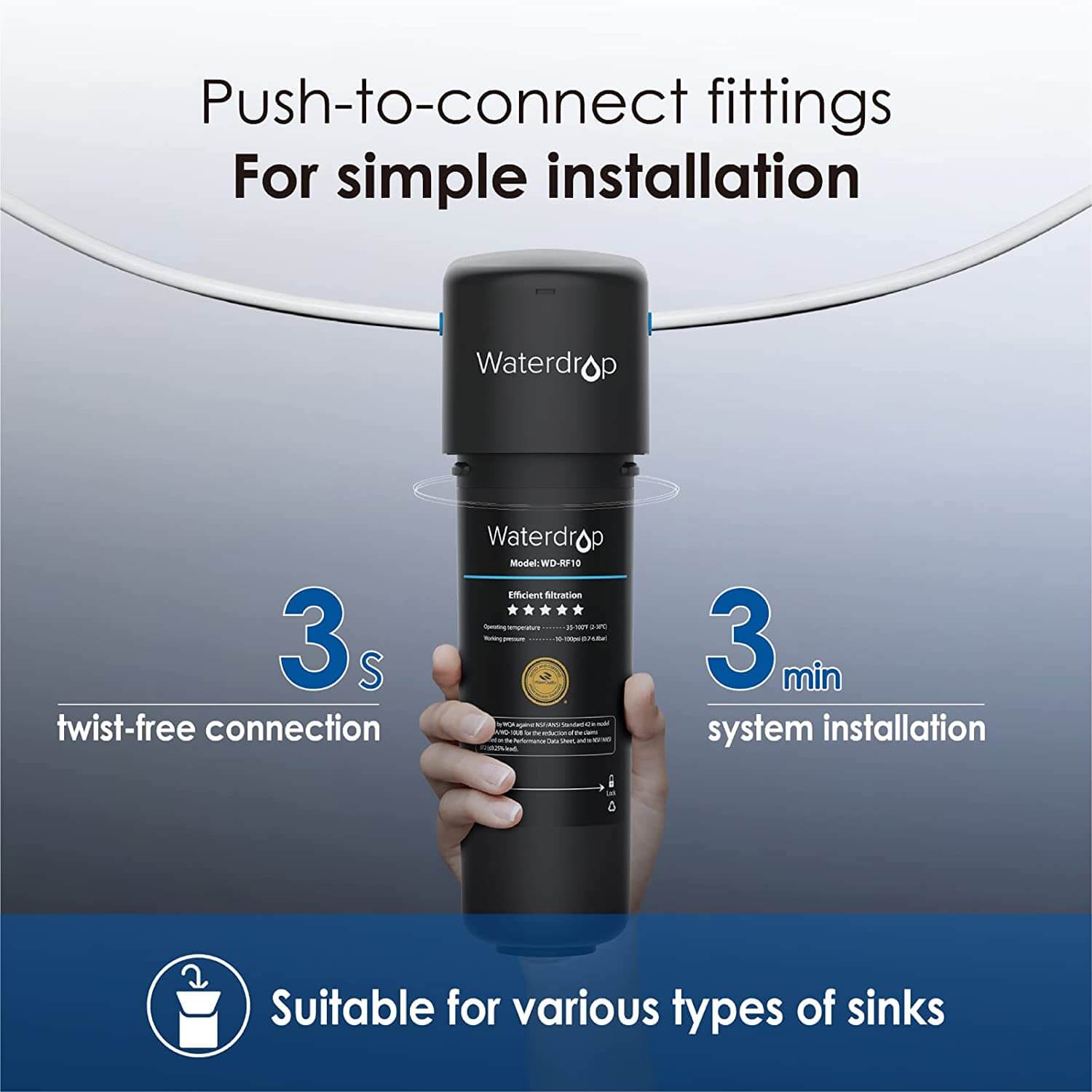 Waterdrop Under Sink Water Filter System W Dedicated Faucet