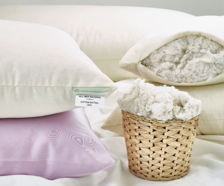 WLH Green Cotton Sleep Pillow With Zipper Casing