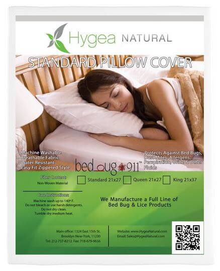 Hygea Natural Water Resistant Bed Bug And Dust Mite Pillow Protector 2 Pack.
